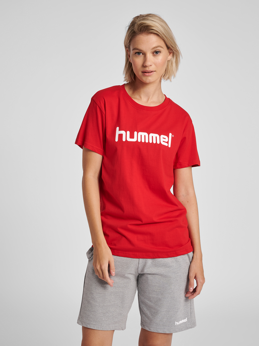 HUMMEL GO COTTON LOGO T-SHIRT WOMAN S/S, TRUE RED, model