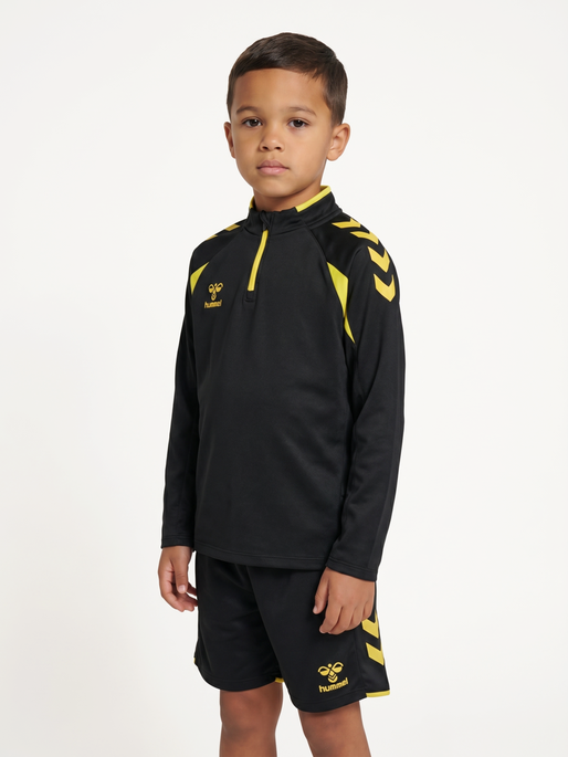 hmlCORE 2.0 HALF ZIP KIDS, BLACK/BLAZING YELLOW, model