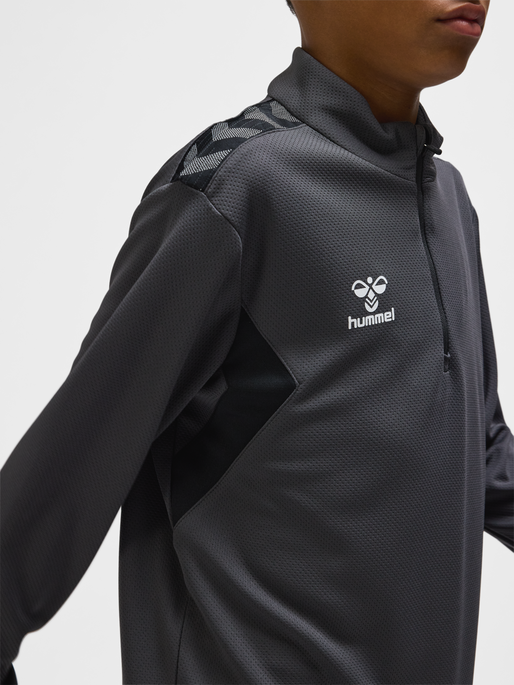 hmlAUTHENTIC HALF ZIP SWEAT KIDS, ASPHALT, model
