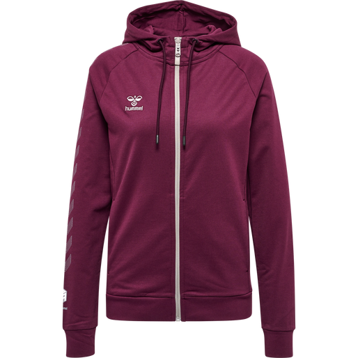 hmlMOVE GRID COTTON ZIP HOODIE WOMA, GRAPE WINE, packshot
