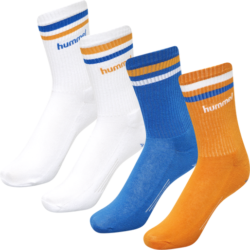 hmlRETRO 4-PACK SOCKS MIX, WHITE/BLUE/YELLOW, packshot