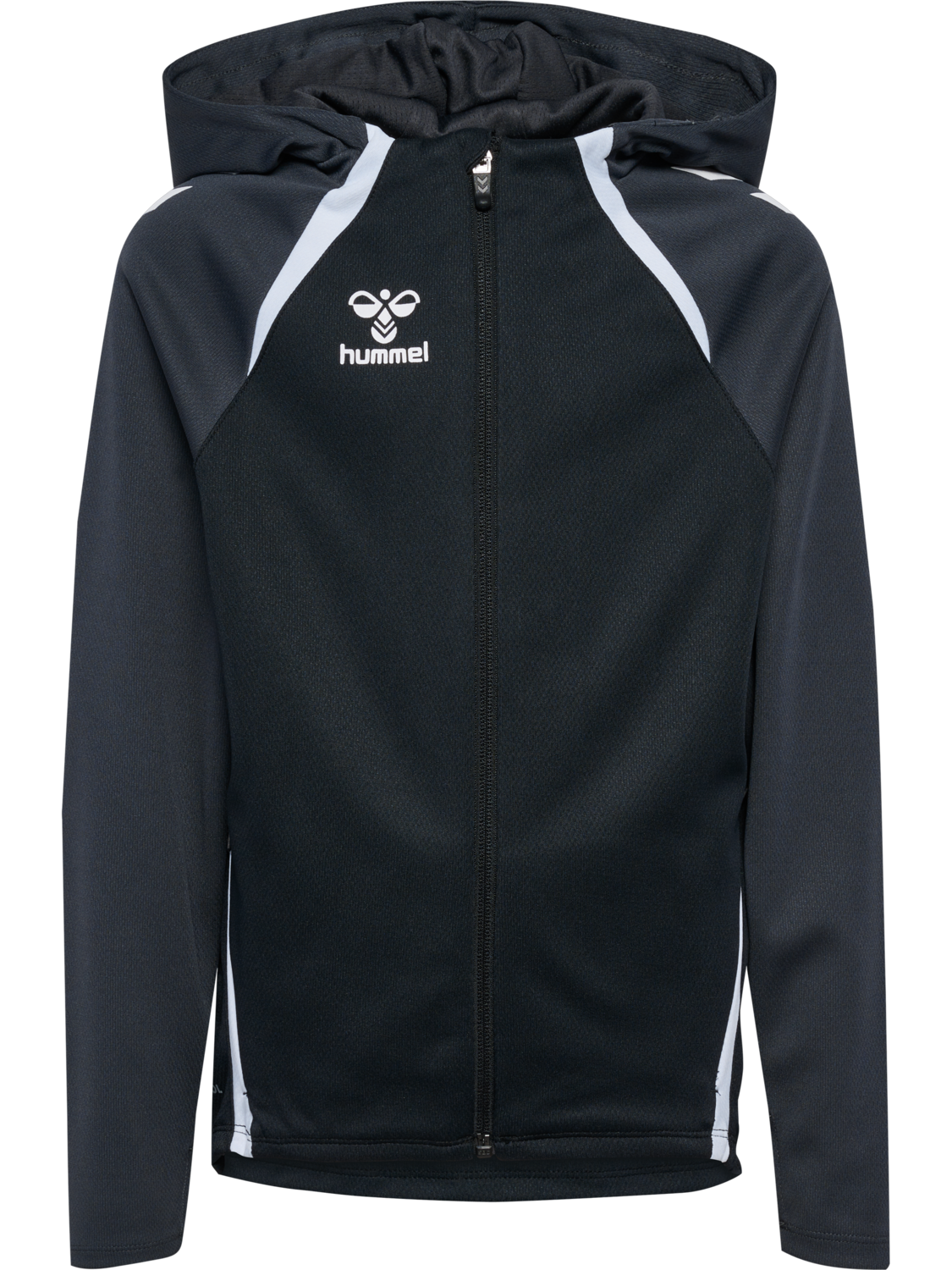 hmlLEAD 2.0 ZIP HOODIE KIDS, BLACK/ASPHALT, packshot