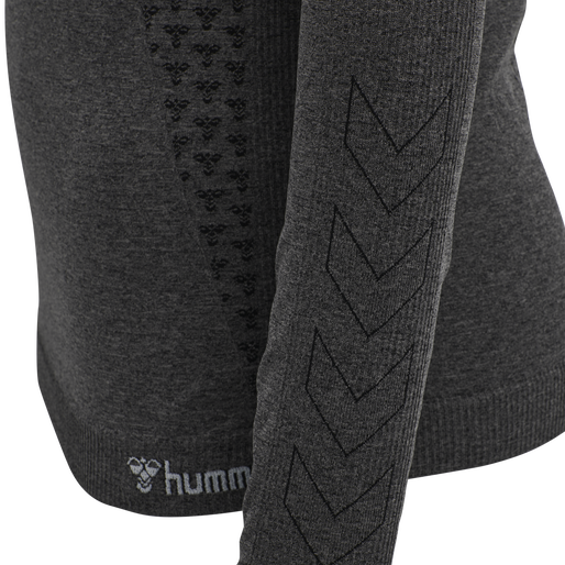 hmlCI SEAMLESS T-SHIRT L/S, BLACK MELANGE, packshot