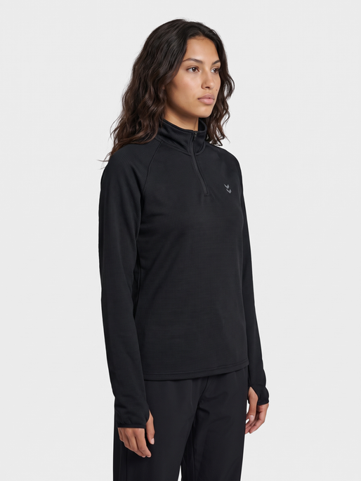hmlPULSE W HALF ZIP MIDLAYER, BLACK, model