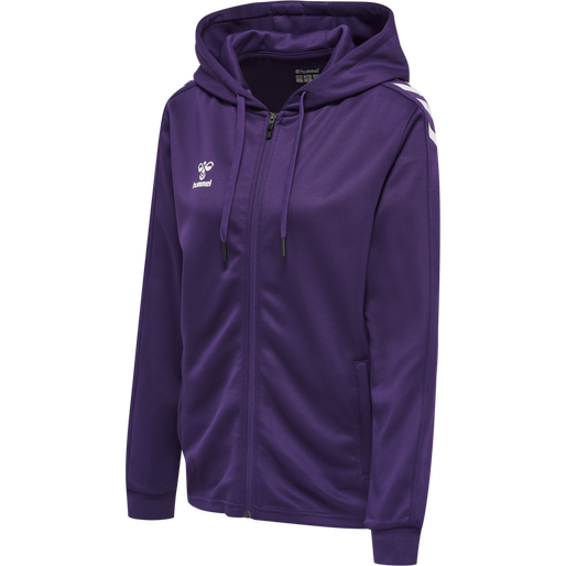 hmlCORE XK POLY ZIP HOOD SWEAT WOMA, ACAI/WHITE hmlCORE XK POLY ZIP HOOD SWEAT WOMA, ACAI/WHITE, packshot