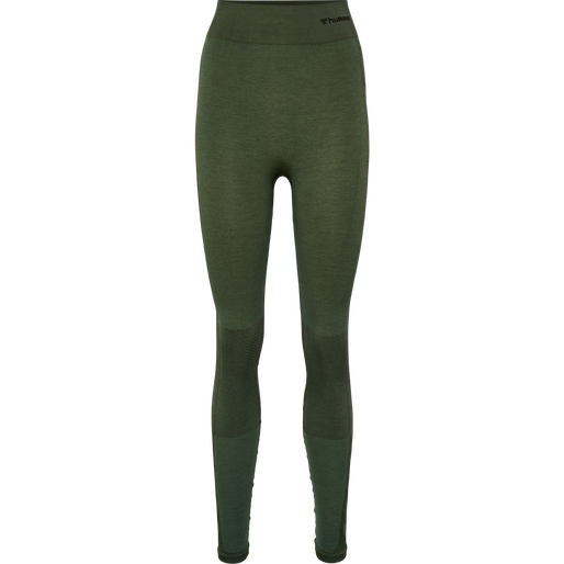 hmlCLEA SEAMLESS MID WAIST TIGHTS, CLIMBING IVY/BEETLE MELANGE, packshot