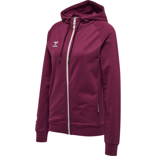 hmlMOVE GRID COTTON ZIP HOODIE WOMA, GRAPE WINE, packshot