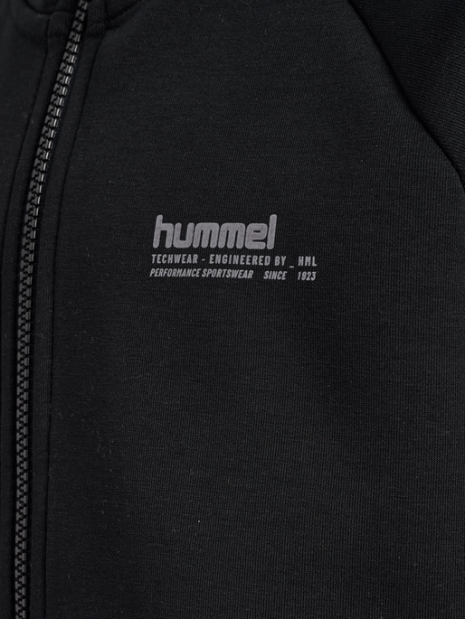 hmlJR TECH FLEECE ZIP HOODIE, BLACK hmlJR TECH FLEECE ZIP HOODIE, BLACK, packshot