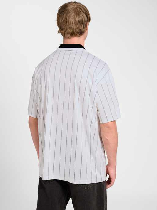 Chevron Pinstripe Polo Shirt, WHITE/BLACK, model