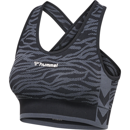 hmlMT SAGA SEAMLESS SPORTS TOP, BLACK/ASPHALT MELANGE, packshot