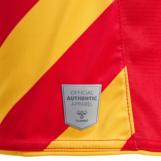 hmlCSC 19/20 KIDS HOME JERSEY S/S, TRUE RED/SPORTS YELLOW W/SPONS, packshot