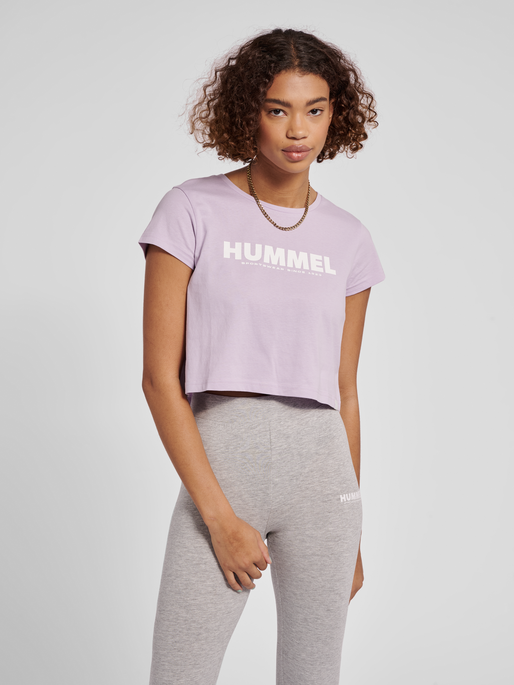 hmlLEGACY WOMAN CROPPED T-SHIRT, PASTEL LILAC, model