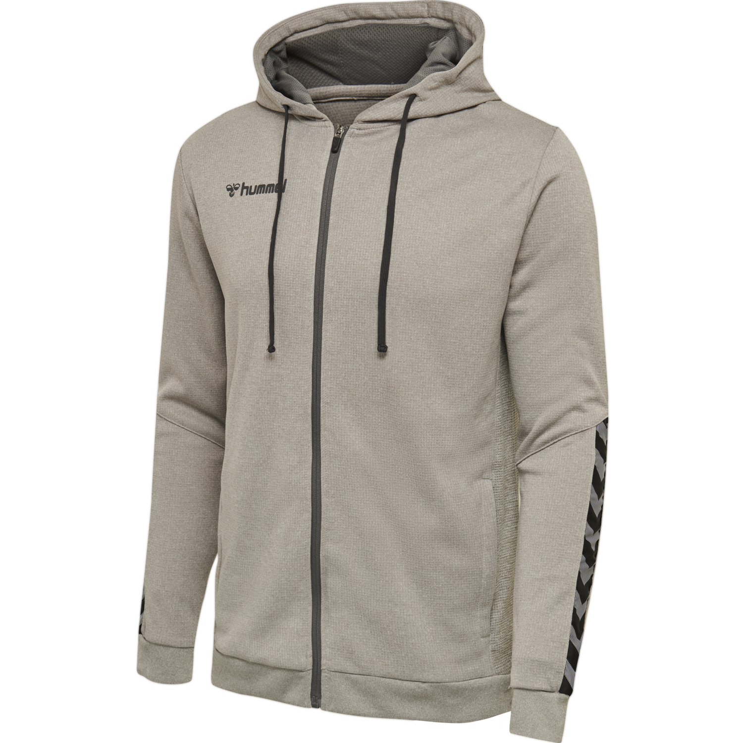 hmlAUTHENTIC POLY ZIP HOODIE, GREY MELANGE, packshot