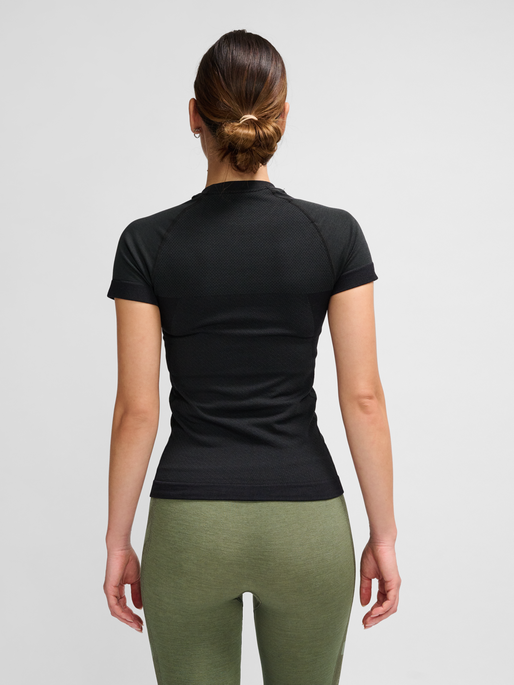 hummel CLEA SEAMLESS TIGHT T-SHIRT - BLACK MELANGE