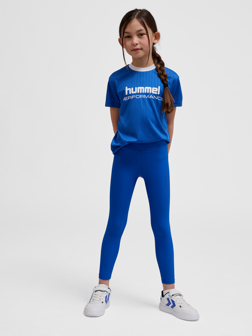 hmlJR FAST MID WAIST TIGHTS, OLYMPIAN BLUE, model