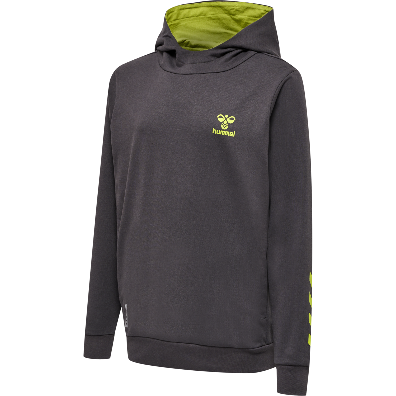 hmlOFFGRID COTTON HOODIE KIDS, FORGED IRON/DARK CITRON, packshot