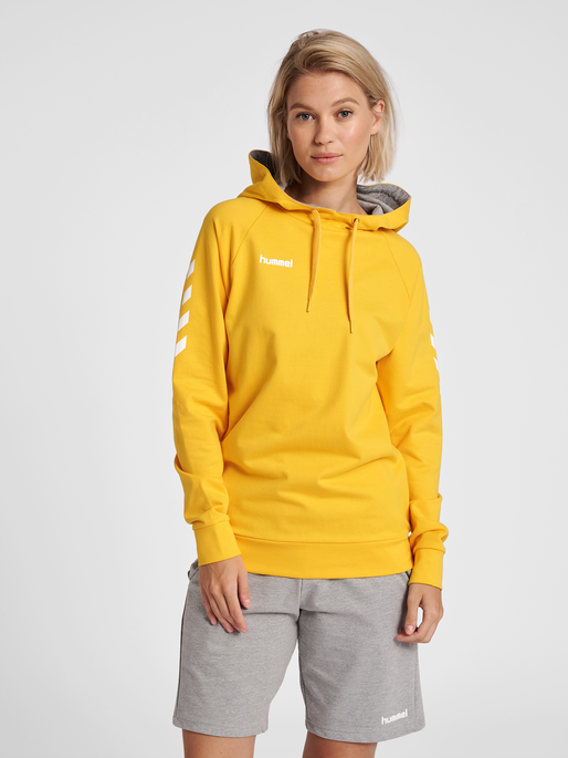 HUMMEL GO COTTON HOODIE WOMAN, SPORTS YELLOW, model