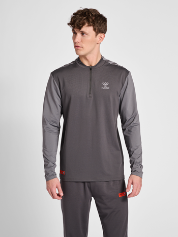 hmlPRO GRID HALF ZIP TRAINING L/S, FORGED IRON, model