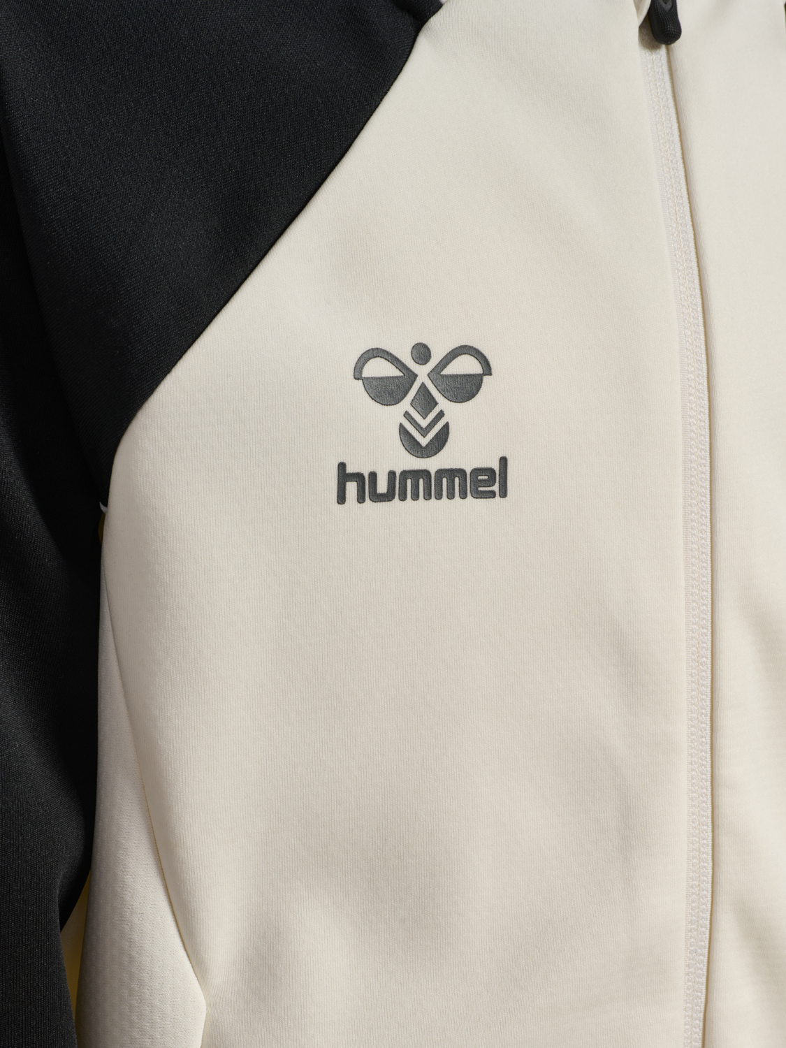 hmlCIMA 2.0 ZIP HOODIE KIDS, MARSHMALLOW/BLACK, packshot