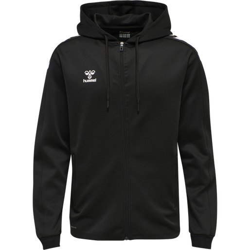 hmlCORE XK POLY ZIP HOOD SWEAT, BLACK, packshot