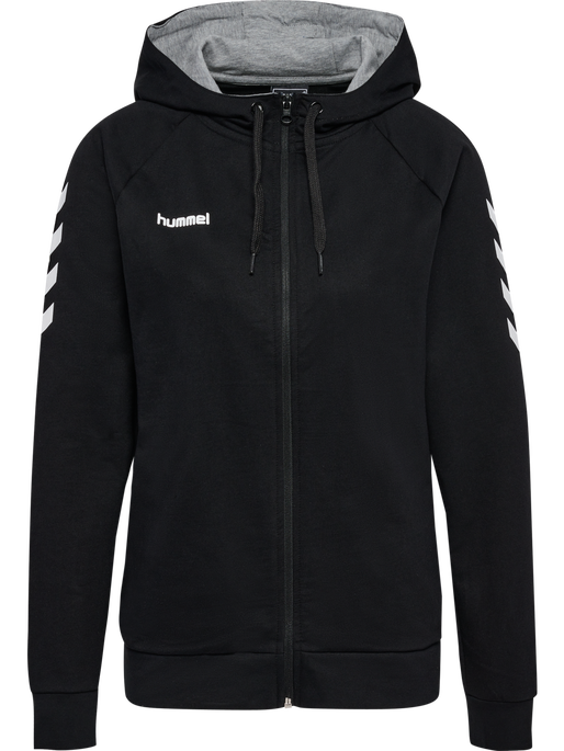 HUMMEL GO COTTON ZIP HOODIE WOMAN, BLACK, packshot