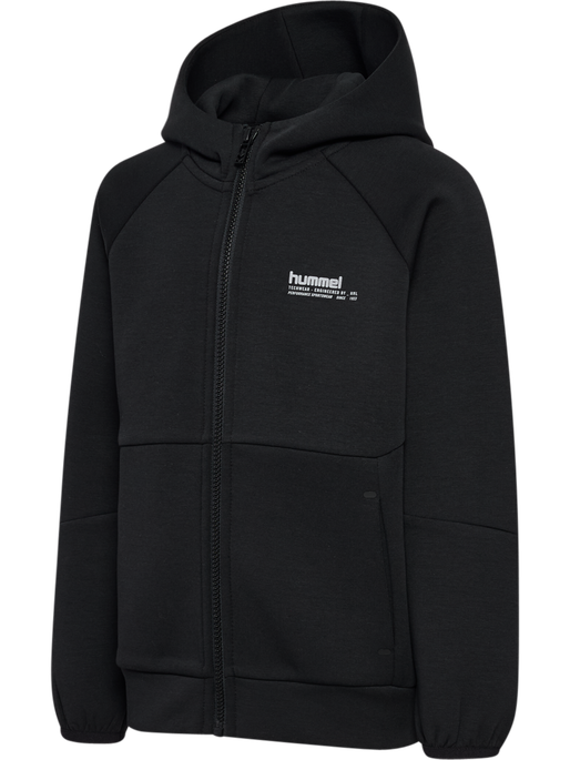 hmlJR TECH FLEECE ZIP HOODIE, BLACK hmlJR TECH FLEECE ZIP HOODIE, BLACK, packshot