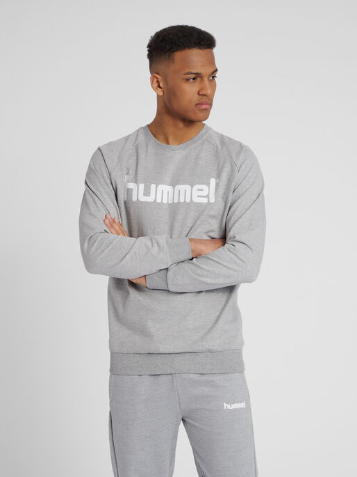 HMLGO COTTON LOGO SWEATSHIRT, GREY MELANGE, model