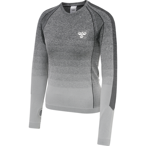 hmlGG12 TRAINING SEAMLESS L/S WOMAN, BLACK MELANGE, packshot