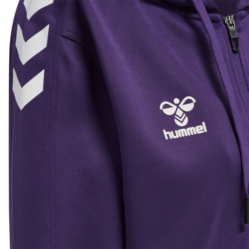 hmlCORE XK POLY ZIP HOOD SWEAT WOMA, ACAI/WHITE hmlCORE XK POLY ZIP HOOD SWEAT WOMA, ACAI/WHITE, packshot
