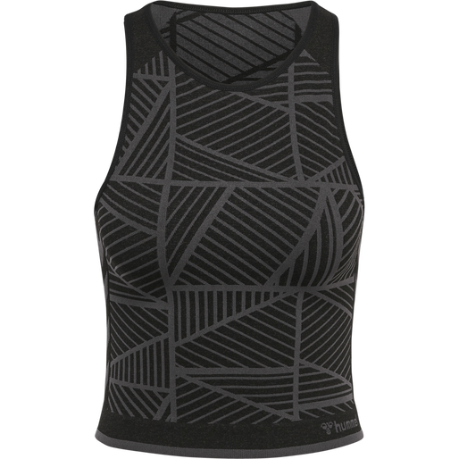 hmlMT ENERGY SEAMLESS CROP TOP, BLACK/ASPHALT MELANGE, packshot