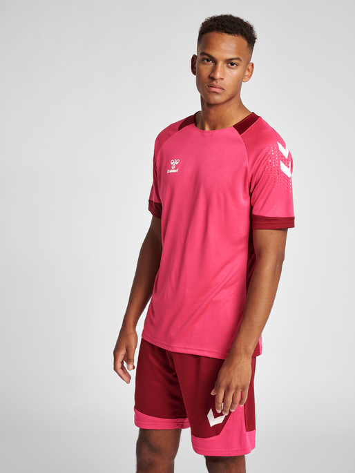 hmlLEAD S/S POLY JERSEY, RASPBERRY SORBET, model