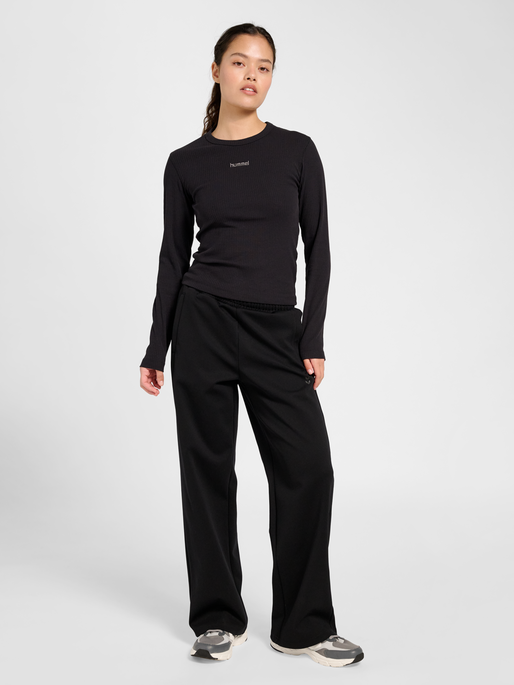 hmlFOUNDATION RIB T-SHIRT L/S, BLACK, model
