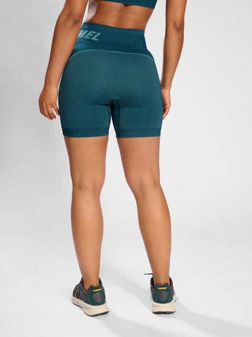 hmlTE CHRISTEL SEAMLESS SHORTS, DEEP TEAL/PASTEL TURQUOISE MEL, model