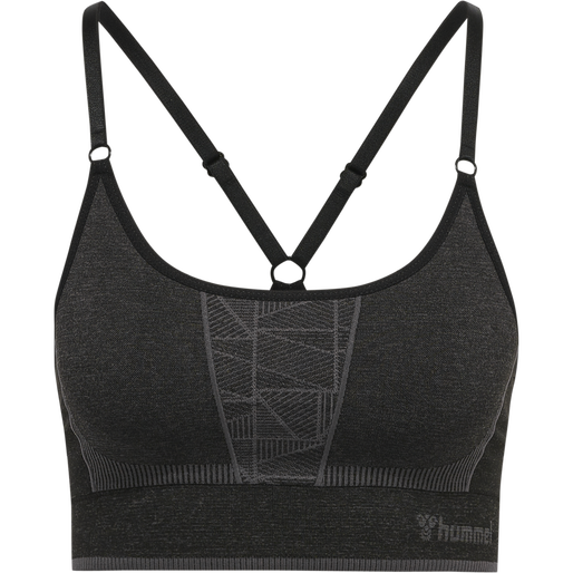 hmlMT ENERGY SEAMLESS SPORTS TOP, BLACK/ASPHALT MELANGE, packshot