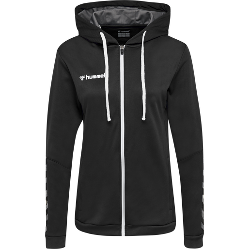 hmlAUTHENTIC POLY ZIP HOODIE WOMAN, BLACK/WHITE, packshot