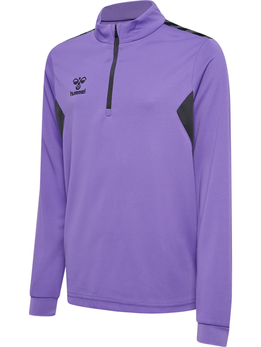 hmlAUTHENTIC HALF ZIP SWEAT KIDS, DAHLIA PURPLE/ASPHALT, packshot
