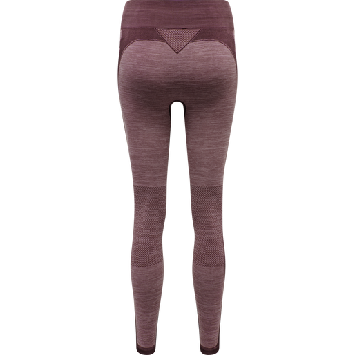 hmlCLEA SEAMLESS MID WAIST TIGHTS, FUDGE/WOODROSE MELANGE, packshot