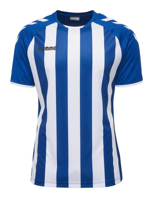 Blue and white striped soccer jersey sales
