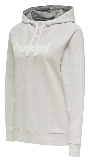 HUMMEL GO COTTON LOGO HOODIE WOMAN, EGRET MELANGE, packshot