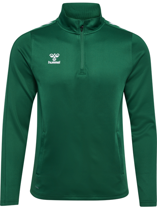 hmlCORE XK HALF ZIP POLY SWEAT, EVERGREEN, packshot