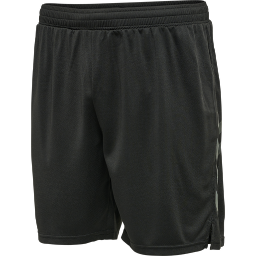 hmlONGRID POLY SHORTS, JET BLACK/FORGED IRON, packshot