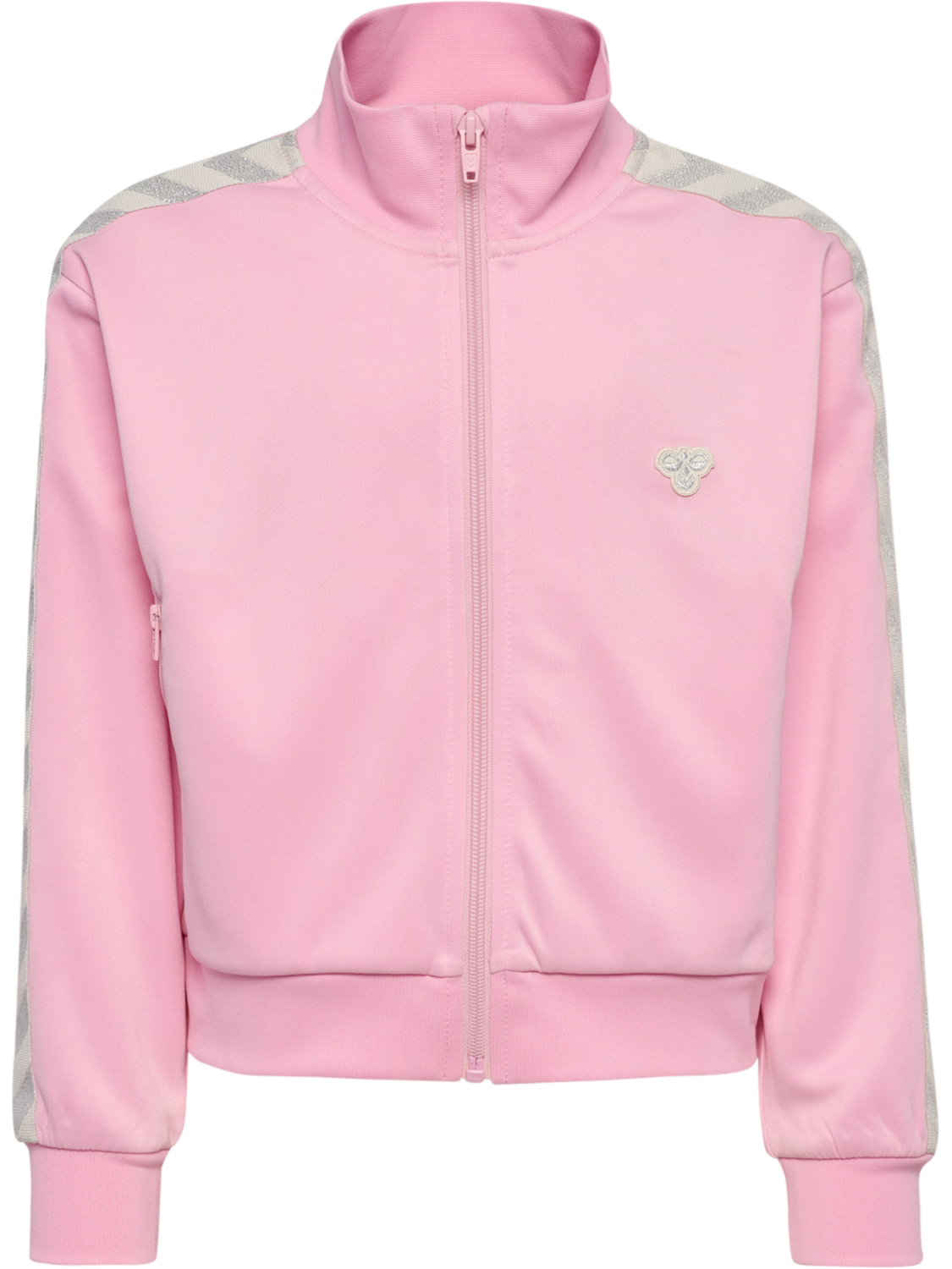 hmlJR REG POLY TAPE GIRL ZIP JACKET, ROSEATE SPOONBILL, packshot