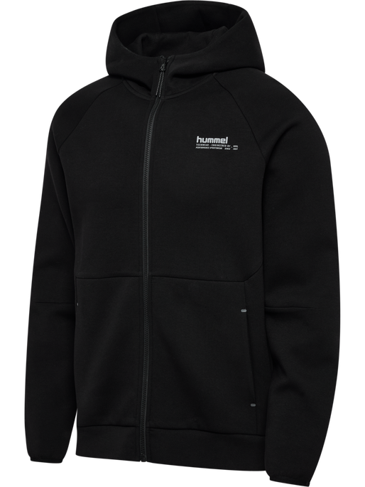 hmlTECH FLEECE REGULAR ZIP HOODIE, BLACK hmlTECH FLEECE REGULAR ZIP HOODIE, BLACK, packshot