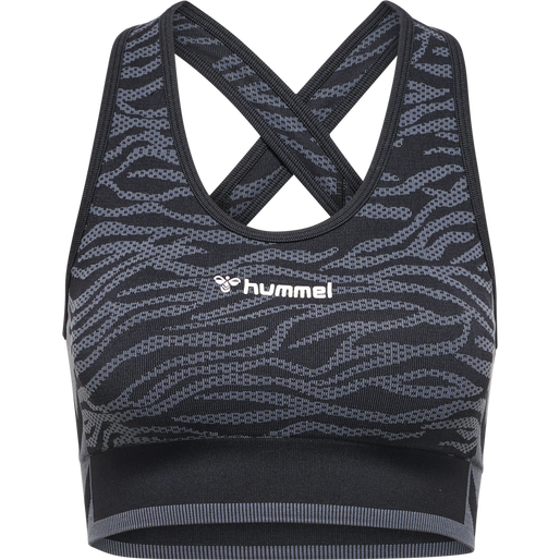 hmlMT SAGA SEAMLESS SPORTS TOP, BLACK/ASPHALT MELANGE, packshot