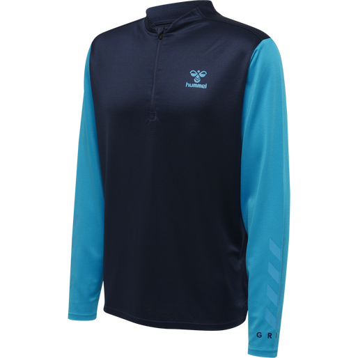 hmlONGRID 1/2 ZIP POLY SWEAT, MARINE/ATOMIC BLUE, packshot