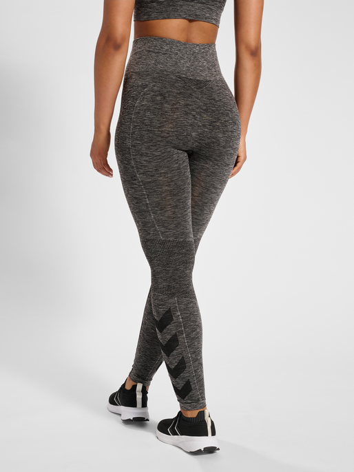 hmlCANA SEAMLESS HIGH WAIST TIGHTS, BLACK MELANGE, model