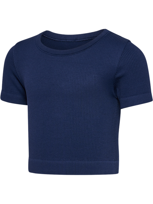 hmlJR SEAMLESS RIB T-SHIRT S/S, BLACK IRIS, packshot