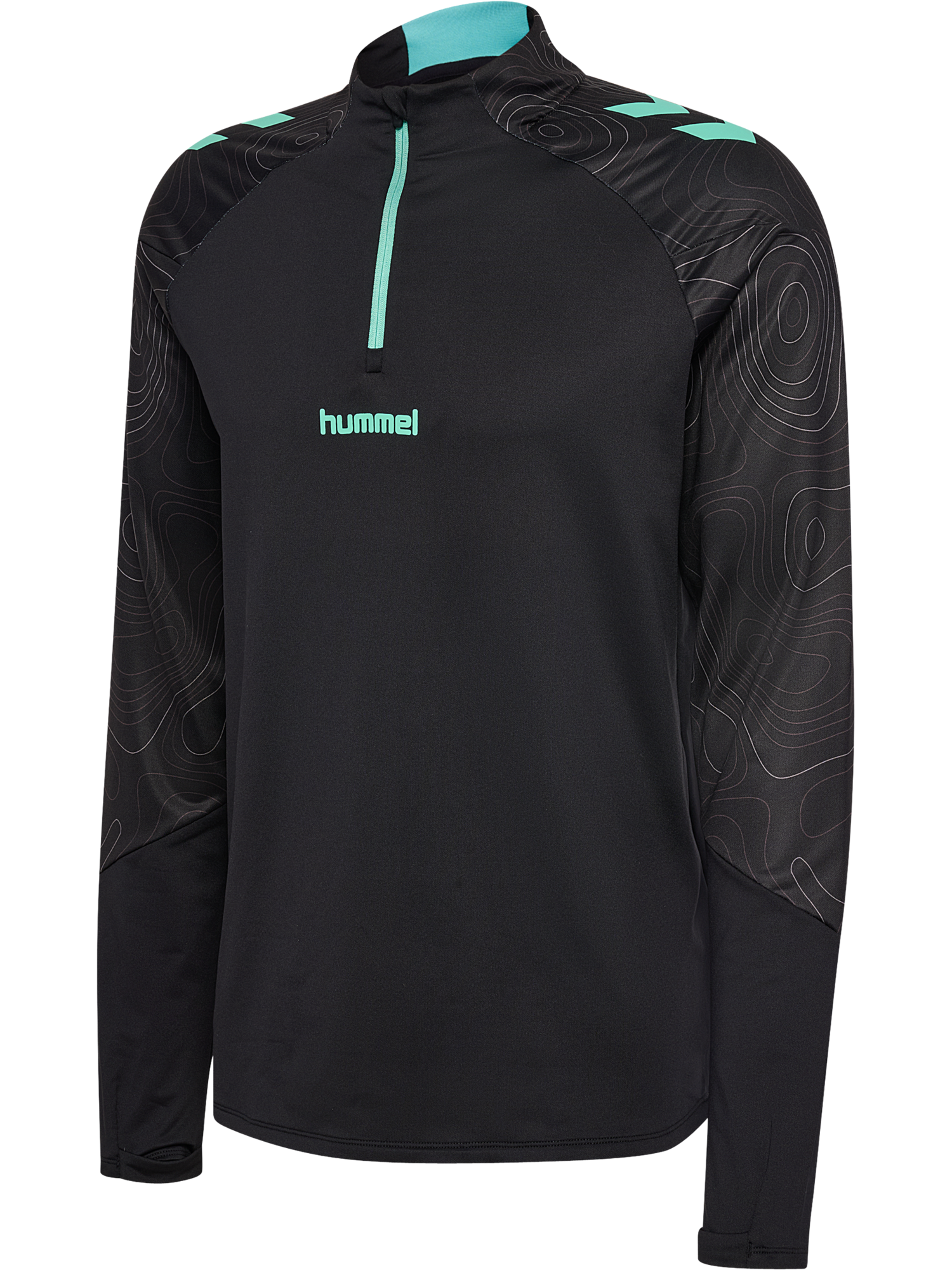 hmlBLAZE 2.0 TRAINING HALF ZIP, BLACK/POOL BLUE, packshot