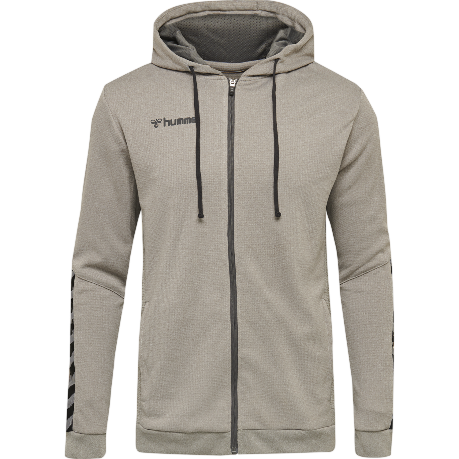 hmlAUTHENTIC POLY ZIP HOODIE, GREY MELANGE, packshot