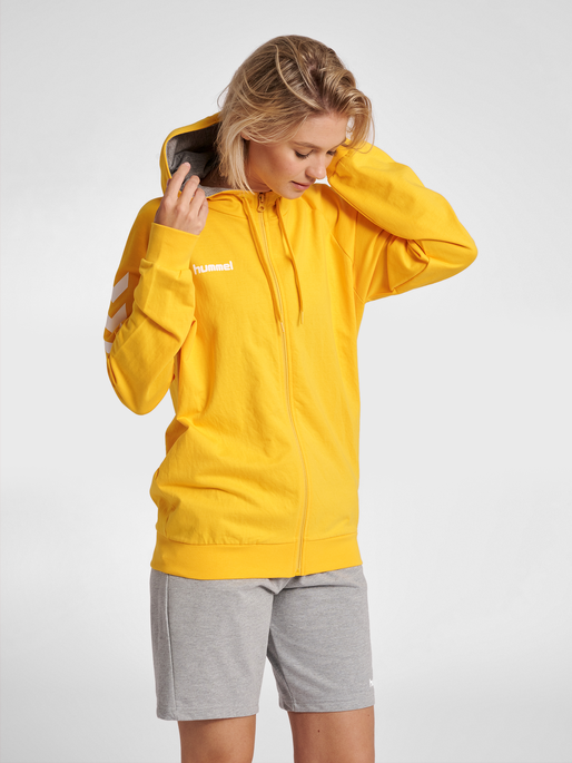 HMLGO COTTON ZIP HOODIE WOMAN, SPORTS YELLOW, model